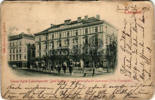 1898 Temesvár, Timisoara; Jenő herceg tér, Temesi Agrár Takarékpénztár, Franz Lemmer üzlete. Stengel &amp; Co. (Dresden) 4692. / square, savings bank, shop (szakadások / tears)