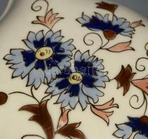 Zsolnay búzavirág mintás bonbonier. Jelzett, hibátlan, 10,5x10,5 cm