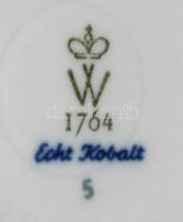 Wallendorf kobaltkék mintás fedeles edény, jelzett, hibátlan, m: 15 cm