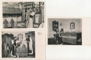 Kalotaszeg, Tara Calatei; 3 db RÉGI népviselet képeslap / 3 pre-1945 folklore postcards