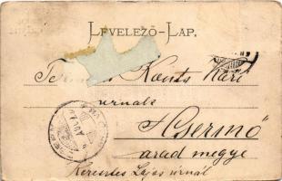 1903 Szászváros, Broos, Orastie; látkép, üzletek / general view with shops (lyuk / pinhole)