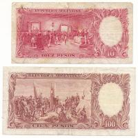 Argentína DN(1960) 10P + DN(1959-1960) 100P T:F, egyiken tépődés
Argentina ND(1960) 10 Pesos + ND(1...