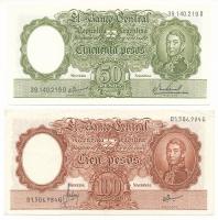 Argentína DN(1968-1969) 50P + DN(1969) 100P T:AU, F szép papír Argentina ND(1968-1969) 50 Pesos + ND(1969) 100 Pesos C:AU, F fine paper Krause P#276, P#277