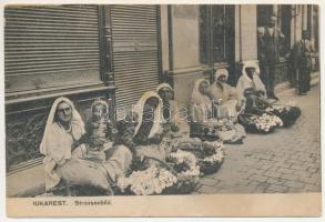 1918 Bucharest, Bukarest, Bucuresti, Bucuresci; Strassenbild. Alexander Pfeiffer / street view, flower market (fl)