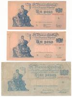 Argentína DN(1936-1943) 10P "D" + DN(1948-1949) 1P "L" + DN(1950-1951) 1P "N" T:F, szép papír, VG, lyuk Argentina ND(1936-1943) 10 Pesos "D" + ND(1948-1949) 1 Peso "L" + ND(1950-1951) 1 Peso "N" C:F, fine paper, VG with hole Krause P#253, P#257
