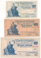Argentína DN(1945) 50c + DN(1946-1947) 1P + DN(1946-1948) 5P T:F Argentina ND(1945) 50 Centavos + ND(1946-1947) 1 Peso + ND(1946-1948) 5 Pesos C:F Krause P#250, P#251, P#252