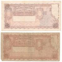 Argentína DN(1945) 5P "D" + DN(1955) 5P "G" T:F,VG, kis szakadások Argentina ND(1945) 5 Pesos "D" + ND(1955) 5 Pesos "G" C:F,VG, small tears Krause P#252, P#264