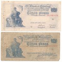 Argentína DN(1945) 5P "D" + DN(1955) 5P "G" T:F,VG, kis szakadások
Argentina ND...