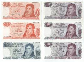 Argentína DN(1970-1976) 1P (2xklf) + 5P + 10P (3xklf) T:AU,XF Argentina ND(1970-1976) 1 Peso (2xdiff) + 5 Pesos + 10 Pesos (3xdiff) C:AU,XF