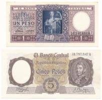Argentína DN(1952-1955) 1P + DN(1960-1962) 5P T:AU Argentina ND(1952-1955) 1 Peso + ND(1960-1962) 5 Pesos C:AU Krause P#260, P#275c