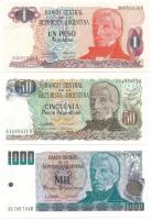 Argentína DN(1983-1985) 1P + 50P + 1000P T:AU Argentina ND(1983-1985) 1 Peso Argentino + 50 Pesos Argentinos + 1000 Pesos Argentinos C:AU Krause P#311, P#314, P#317