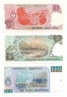 Argentína DN(1983-1985) 1P + 50P + 1000P T:AU
Argentina ND(1983-1985) 1 Peso Argentino + 50 Pesos A...