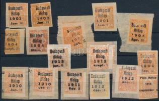1901-1914 16 db Hírlapbélyeg Budapesti Hírlap előérvénytelenítéssel