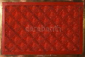 cca 1930, Faragott lakk díszítéses kínai réz ékszeres doboz, jó állapotban, 10x15,5 cm