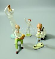 Hollóházi és Aquincum porcelán figurák és vázák: 15 db, nagyrészt hibátlan.