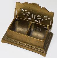 Szecessziós bélyegtartó. Réz, áttört. 8 cm