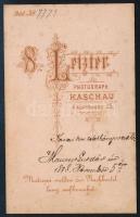 1878 Maurer Gusztáv (?-1910) kassai kir. telekkönyvvezető portréja, vizitkártya Letzter Simon kassai...