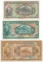 Bolívia 1928. 1B + 5B + 20B / 2B T:XF-VG, anyaghiány Bolivia 1928. 1 Boliviano + 5 Bolivianos + 20 Bolivianos / 2 Bolivares C:XF-VG, missing material Krause P#118, P#120, P#131