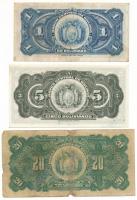 Bolívia 1928. 1B + 5B + 20B / 2B T:XF-VG, anyaghiány
Bolivia 1928. 1 Boliviano + 5 Bolivianos + 20 ...