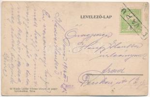 1914 Déva, Fő tér a városházával, Komáromy Kálmán, Lobstein Vilmos, Holzer üzlete, piac. Laufer Vilm...