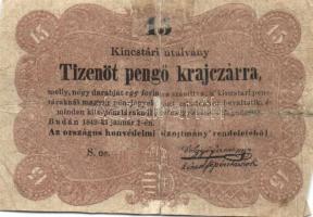 1848-49. "Kossuth-bankók" 15kr (2x), 30kr (1x), 2Ft (3x) két klf, 5Ft (1x) T:III,IV,IV- Összesen 7klf!