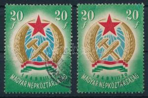 1949 Alkotmány (I.) 2 db 20f makkos vízjellel (12.000)