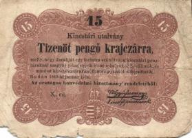 1848-49. "Kossuth-bankók" 15kr (2x), 30kr (1x), 2Ft (3x) két klf, 5Ft (1x) T:III,IV,IV- Ös...