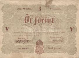 1848-49. "Kossuth-bankók" 15kr (2x), 30kr (1x), 2Ft (3x) két klf, 5Ft (1x) T:III,IV,IV- Ös...