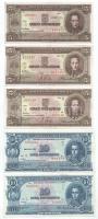 Bolívia 1945. 5B (2xklf: "B" + "C") + 10B / 1B (3xklf: "A" + "C" + "D") T:AU-F szép papír Bolivia 1945. 5 Bolivianos (2xdiff: "B" + "C") + 10 Bolivianos / 1 Bolivar (3xdiff: "A" + "C" + "D") C:AU-F fine paper Krause P#138, P#139