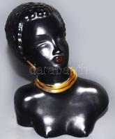 Izsépy Margit: Néger hölgy büszt. Kerámia, Jelzés nélkül, kis mázkopással, m: 23 cm