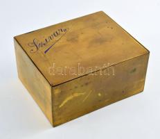 Réz szivaros doboz, 11x13x6,5 cm