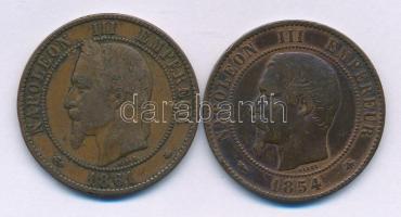 Franciaország 1854BB 10c bronz "III. Napóleon" + 1861A 10c bronz "III. Napóleon" T: VF France 1854BB 10 Centimes bronze "Napoleon III" + 1861A 10 Centimes bronze "Napoleon III" C: VF Krause KM#771, KM#798