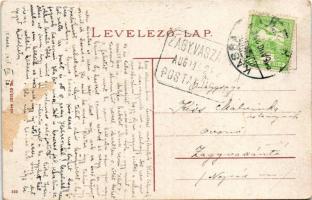 1915 Kassa, Kosice; Kossuth Lajos utca, Holzer reklámja / street, shops + "ZAGYVASZÁNTÓ POSTAI ...