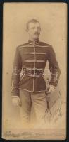 1893 Katonatiszt dedikált portréja (,,A legjobb pajtásnak! Zalaváry Jóska"), keményhátú fotó Rupprecht Mihály cs. és kir. udvari fényképész soproni műterméből, kissé viseltes állapotban, 20x9,5 cm