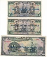 Bolívia DN(1929) 1B (2xklf: fekete- és kék "BANCO CENTRAL DE BOLIVIA" felülbélyegzésekkel)...