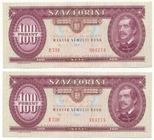 1992. 100Ft (2x) sorszámkövető "B 730 064274 - B 730 064275" T: AU Adamo F37