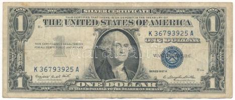 Amerikai Egyesült Államok 1961-1962. (1957A) 1$ "Silver Certificate - kisméretű", kék pecsét, "Elizabeth Rudel Smith - C. Douglas Dillon", "K 36793925A" T:F  USA 1961-1962. (1957A) 1 Dollar "Silver Certificate - Small size", blue seal, "Elizabeth Rudel Smith - C. Douglas Dillon", "K 36793925A" C:F Krause P#419.a