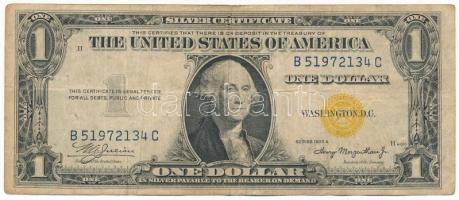 Amerikai Egyesült Államok 1935-1945 (1935A) 1$ "Silver Certificate" kisméretű, sárga pecsét, Észak-Afrikai katonai kiadás, "William Alexander Julian - Henry Morgenthau Jr.", " B51972134C" T:F USA 1935-1945 (1935A) 1 Dollar "Silver Certificate" small size, yellow seal, North African Military Issue, "William Alexander Julian - Henry Morgenthau Jr." ," B51972134C" C:F Krause P#416.a