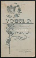cca 1900-1910 Fiatal férfi portréja, vizitkártya Vogel Dániel rozsnyói (Rožňava) műterméből, 10,5x6,...