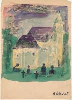 Bálint jelzéssel: Templom. Akvarell, papír. 29,5x21 cm