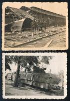 ca 1940 Magyar páncélvonat Újverbászon és lebombázott állomás Szabadka 4x6 cm