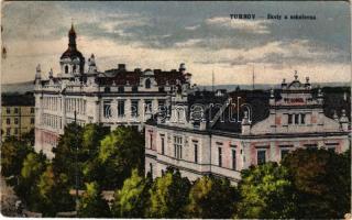 Turnov, Turnova nad Jizerou, Turnau; Skoly a sokolovna / school (small tear)