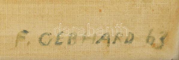 F Gebhard jelzéssel: Hegyvidéki táj. Olaj, karton. 50x60 cm, fakeretben