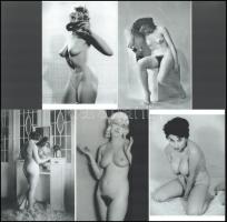 cca 1960 előtt készült, szolidan erotikus glamour felvételek tétele, 5 db modern nagyítás, jelzés nélkül, 15x10 cm