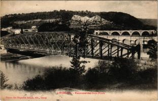 Liverdun, Panorama des trois Ponts. Maison des Magasins Réunis / railway bridge (EK)