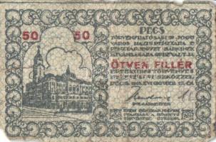 Pécs 1919. 50f (2x) + 50f 8. kiadás (3x) T:III,IV