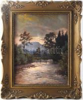 Páris Emil jelzéssel: Hangulatos táj, 1928. Olaj, karton. 33×26 cm. Dekoratív fakeretben.