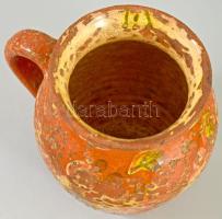 Tejes edény. Dél-Alföld, cca 19. sz. középső harmada, mázhibákkal, m: 13,5 cm