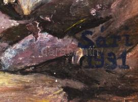 Sári jelzéssel: Színes kert, 1931. Olaj, karton. 32×24 cm. Dekoratív, kissé sérült fakeretben