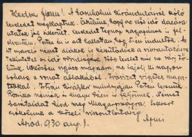 1930 Díjkiegészített díjjegyes levelezőlap Németországba / PS-card with additional franking to Germa...